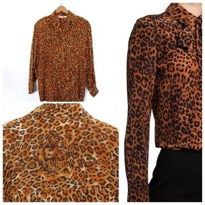 Vtg Silk Cheetah Silk Blouse Vintage VTG